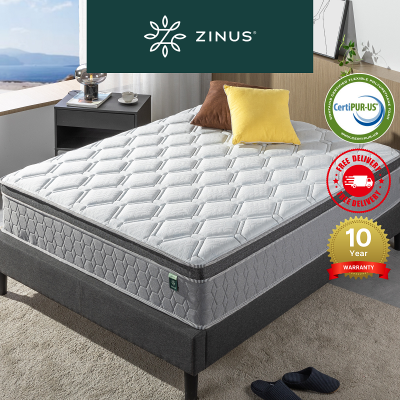 Zinus 30cm欧洲顶级乳胶和记忆泡沫混合口袋弹簧床垫（12英寸）-单人、超单人、大号、特大号